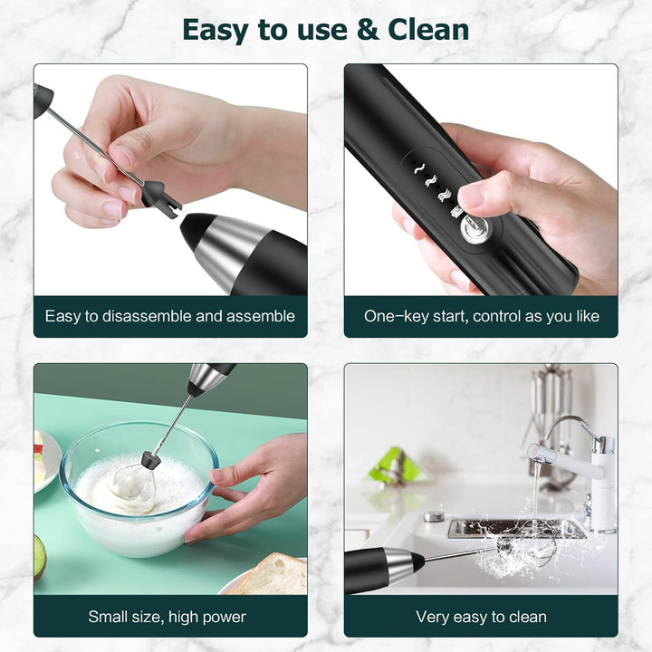 Milchaufschäumer Elektrisch Stab,USB Wiederaufladbar Milchschäumer Elektrisch, elektrischer Schneeb