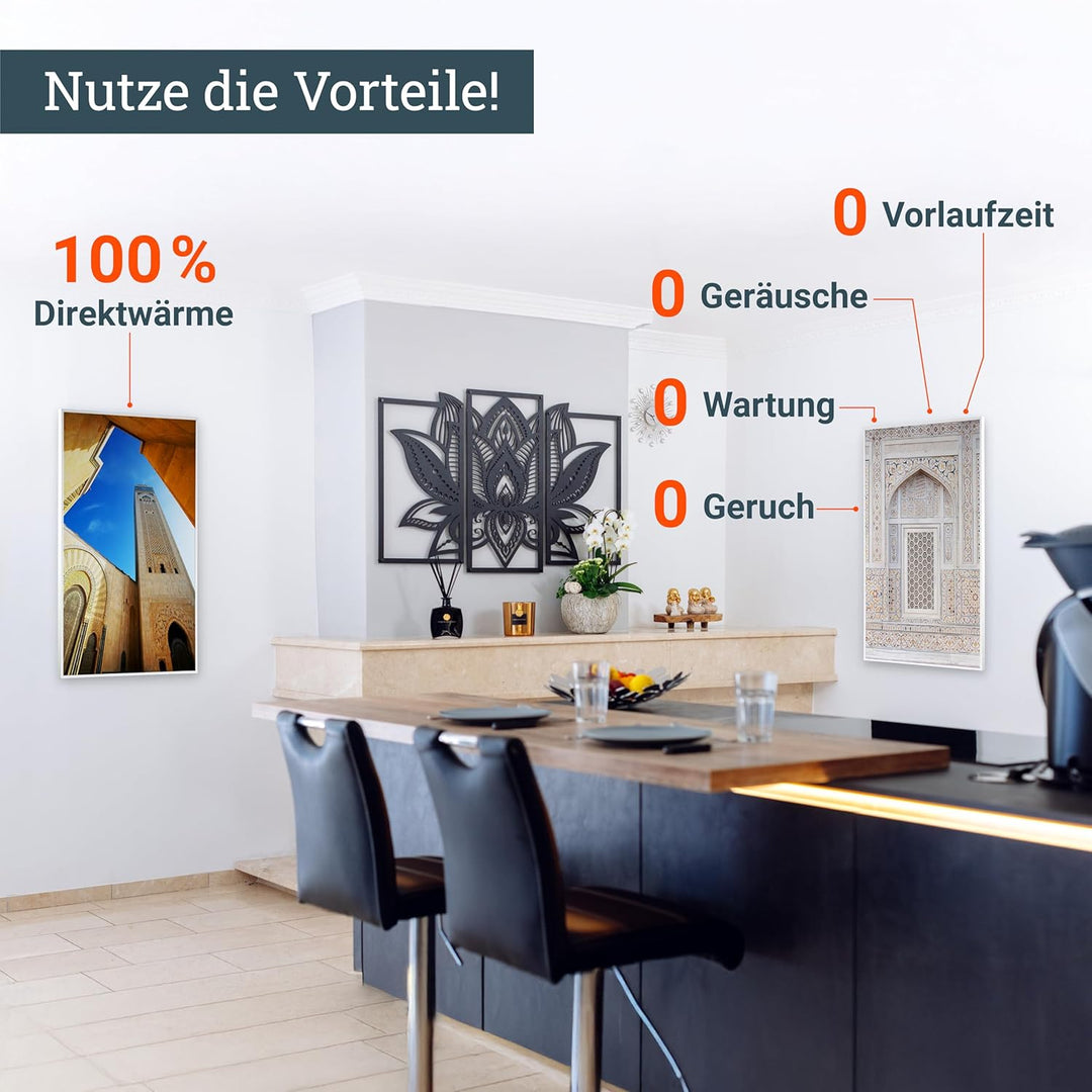 Bildheizung mit 130 Watt ✓ mit TÜV/GS + 5 Jahre Herstellergarantie ✓ Überhitzungsschutz ✓ Infrarothe