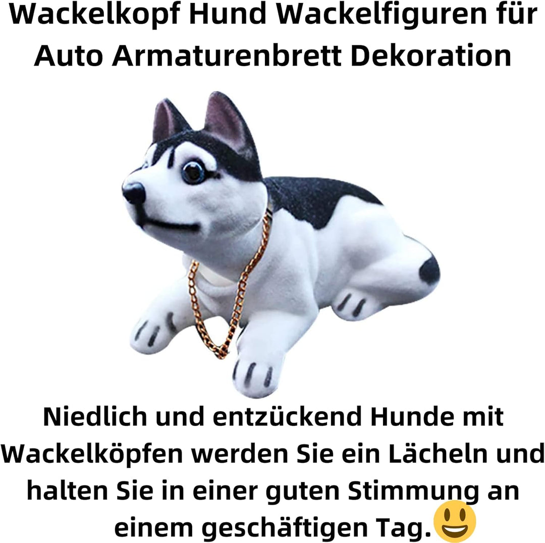 A48D KFZ Auto Dekoration Bobbing Leiter Hund Husky geformt Wackelhund Halskette, Passend für Autos,