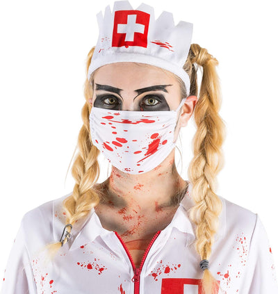 tectake dressforfun Sexy Zombie Krankenschwester Stretch Kleid Damen Kostüm inkl. Kniestrümpfe, Mund