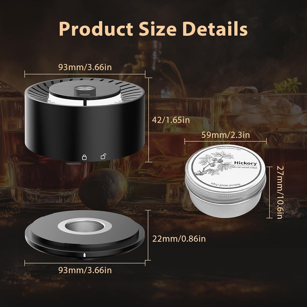 Electric Whisky Smoker Set, Cocktail Smoker Kit mit 6 Holzspänen, Whiskey Smoker Kit Mit Eingebautem