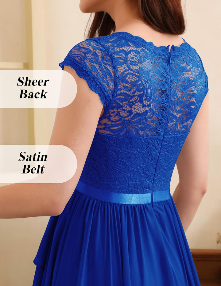 Wedtrend Cocktailkleid Damen Knielang Abendkleid Elegant für Hochzeit Elegant A Linie Rüschenkleid R