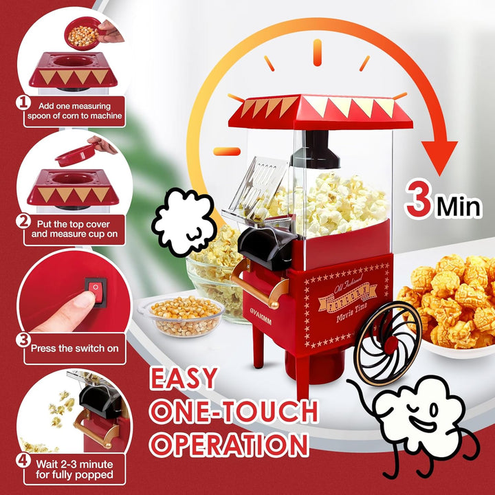 Popcorn-Maschine, Heissluft-Popcorn-Maker-Set, Geschenk-Box, tragbare Popcorn-Popper-Maschine, 10 Ta