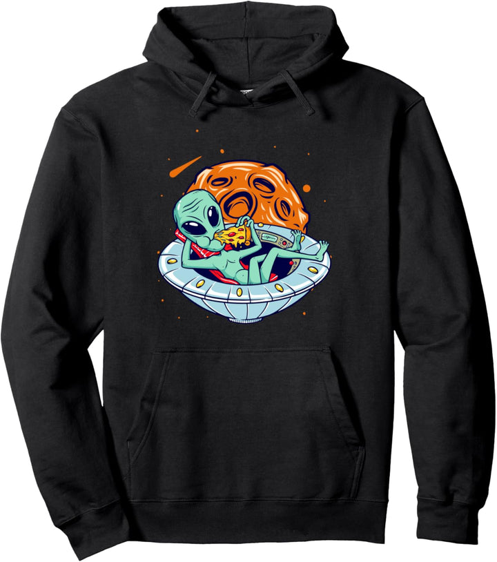 Pizza Pepperoni Ausserirdische Aliens UFO Flugobjekt Pullover Hoodie