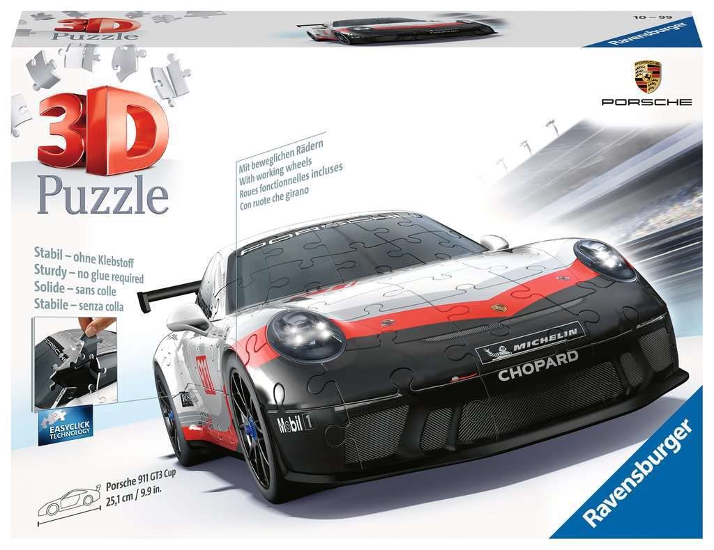 Ravensburger 3D Puzzle Porsche 911 GT3 Cup 11147 - Das berühmte Fahrzeug und Sportwagen als 3D Puzzl