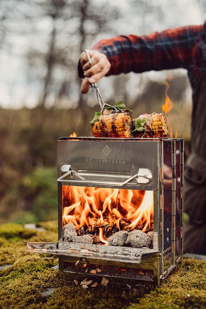 STABILOTHERM Edelstahl Holzkohle-Grill Camping Outddor faltbar | mobiler Grill Camping-Grill Outdoor