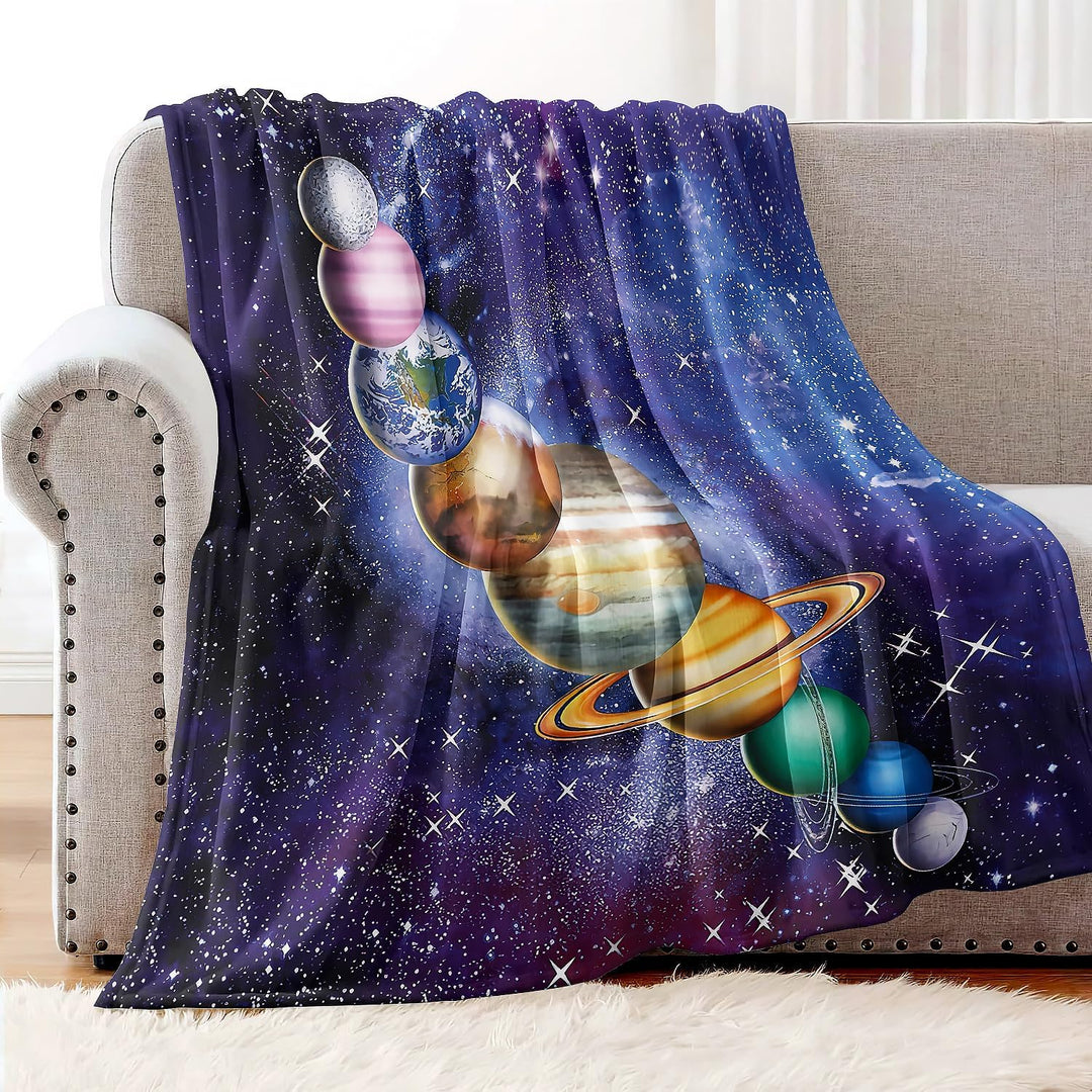 YISUMEI Decke 150x200 cm Kuscheldecken Sanft Flanell Weich Fleecedecke Tagesdecke Sonnensystem Plane