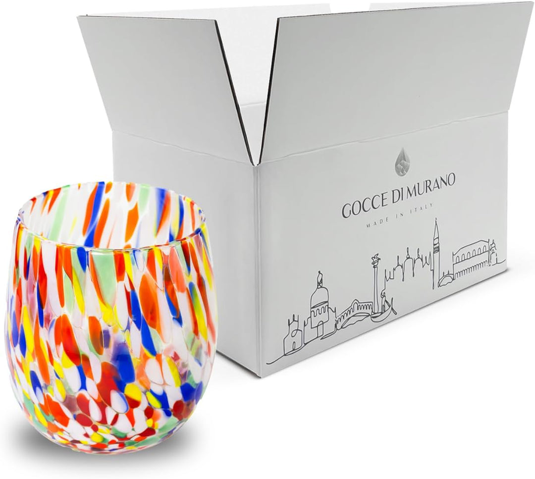 Gocce di Murano Wassergläser, hergestellt nach der Tradition der Murano-Handwerker, mundgeblasenes u