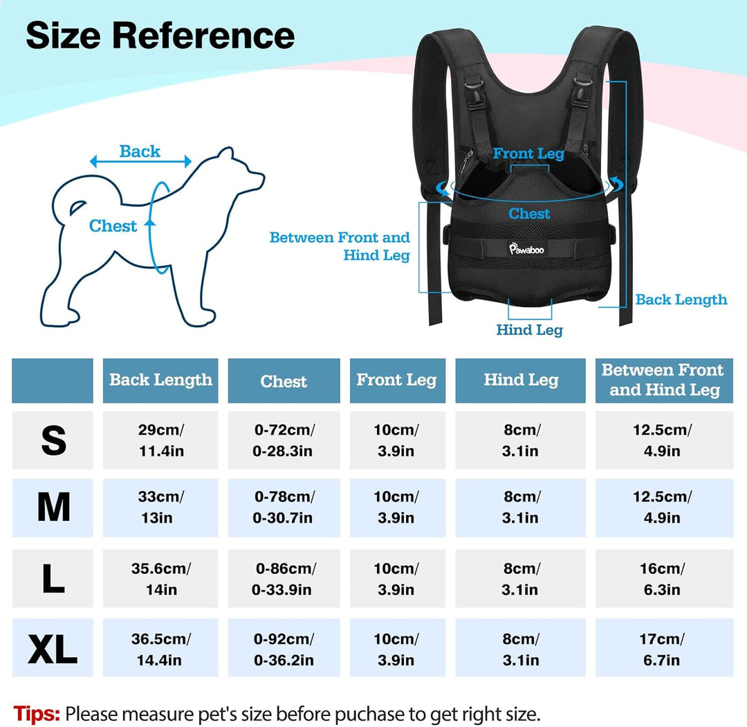 Pawaboo Haustier Rucksack Front Hund Tragetasche, Beinen heraus Rucksäcke Haustier, Verstellbar Hund