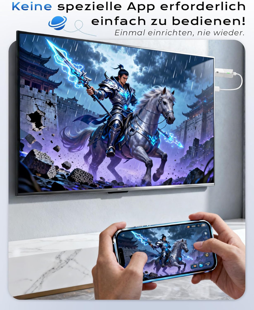 2026 Miracast Wireless Display Dongle Adapter HDMI 1080P@60Hz, 5GHz AirPlay/Miracast für TV/Projekto