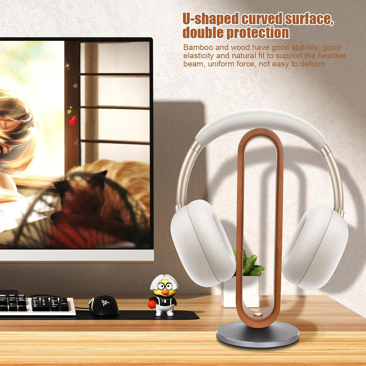 Universal Kopfhörerständer aus Holz - Stylischer Halter für Gaming Headset & On Ear Kopfhörer,Headph
