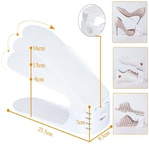 Schuhstapler, 10er Schuhorganizer Platzsparend höhenverstellbar, Schuhschlitze aus Kunststoff – Schw
