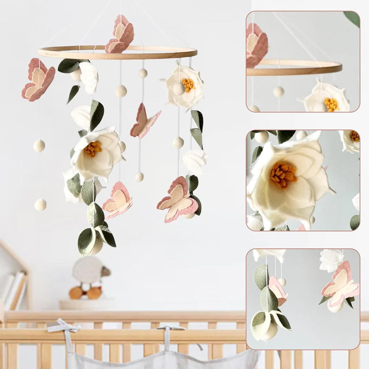Baby Mobile - Blumen Schmetterlingen Baby Windspiele für Babybett, Mobile Baby Wickeltisch Mobile Ba