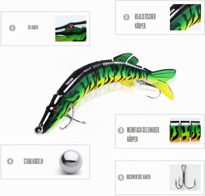 TRUSCEND Angelköder für Süss- und Salzwasser, Lebendiger Schwimmköder für Bass Forelle Crappie, Lang