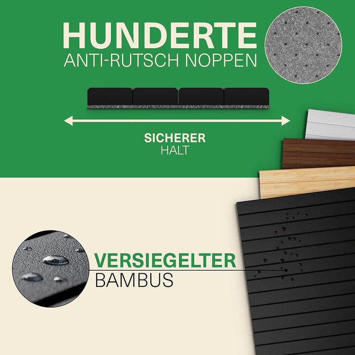 Green'n'Modern Sofatablett rutschfest - Holz Bambus Getränkehalter Armlehne | Couch Tablett flexibel
