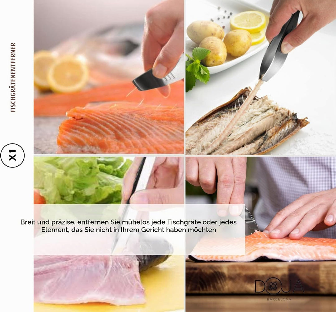 DOJA Barcelona | Kueche Chef Kochutensilien | Farbe: Schwarz | 7 Utensilien Edelstahl Plating Kit |