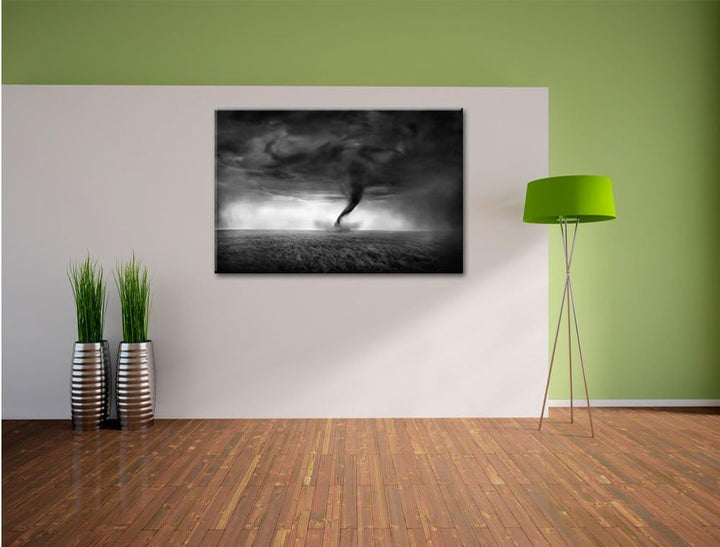 Pixxprint Naturgewalt Tornado als Leinwandbild/Grösse: 100x70 cm/Wandbild/Kunstdruck/fertig bespannt