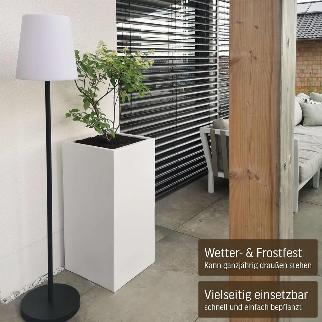 VIVANNO Pflanzkübel Pflanzgefäss Blumenkübel Fiberglas weiss matt Block - 40x40x80 cm Weiss Matt 80x