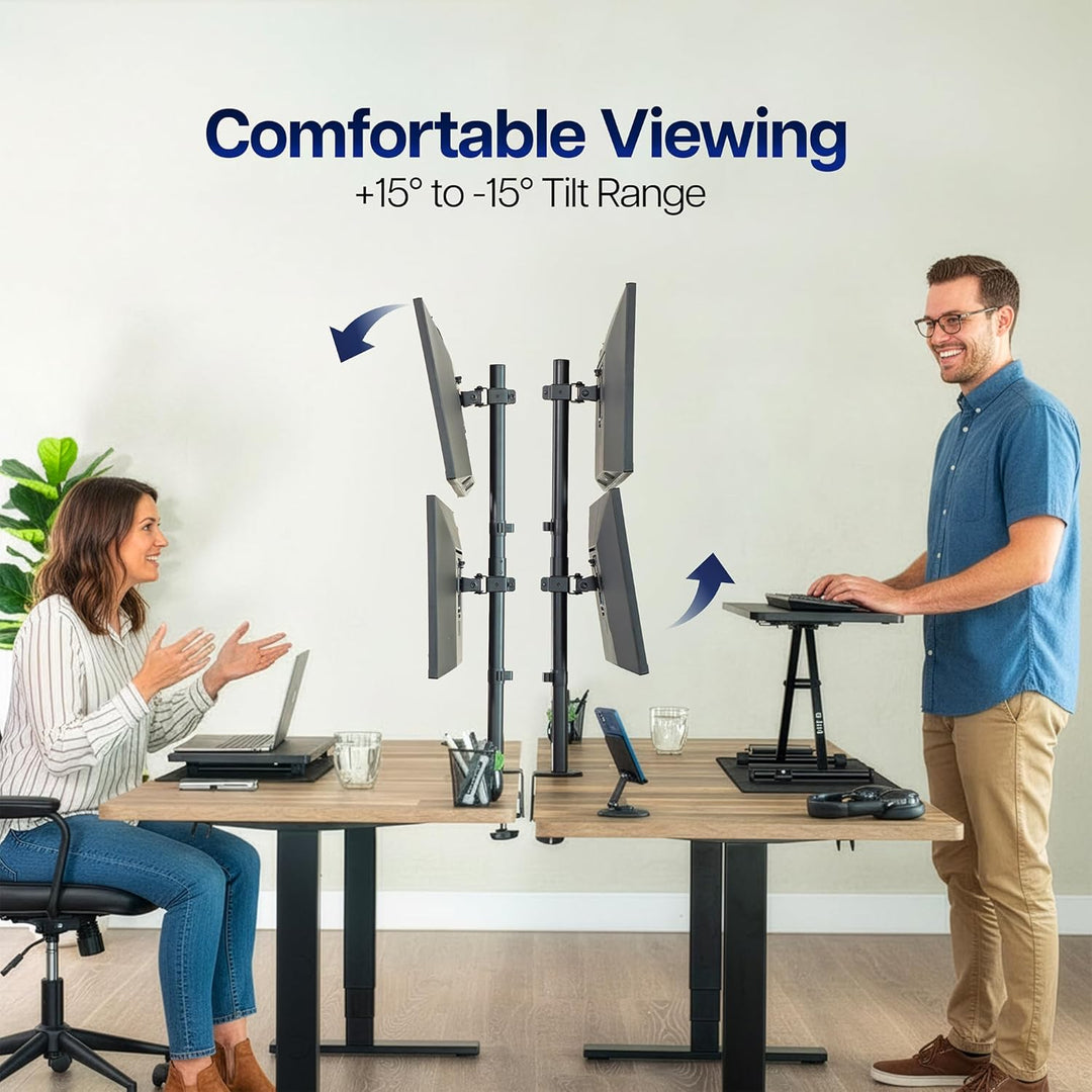 VIVO Dual LCD Monitor Desk Mount Stand Heavy Duty Stacked, Holds Vertical 2 Screens up to 32" (STAND