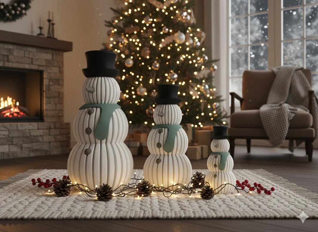 Schneemann Deko Figuren 3er Set - Moderne Weihnachtsdeko & Winterdeko für Ihr Zuhause | Stilvolle De