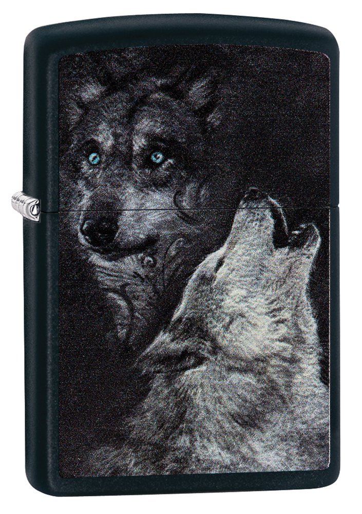 Zippo Wolf Benzinfeuerzeug, Messing, Black Matte, 1 x 6 x 6 cm 1 x 6 x 6 cm Black Matte, 1 x 6 x 6 c