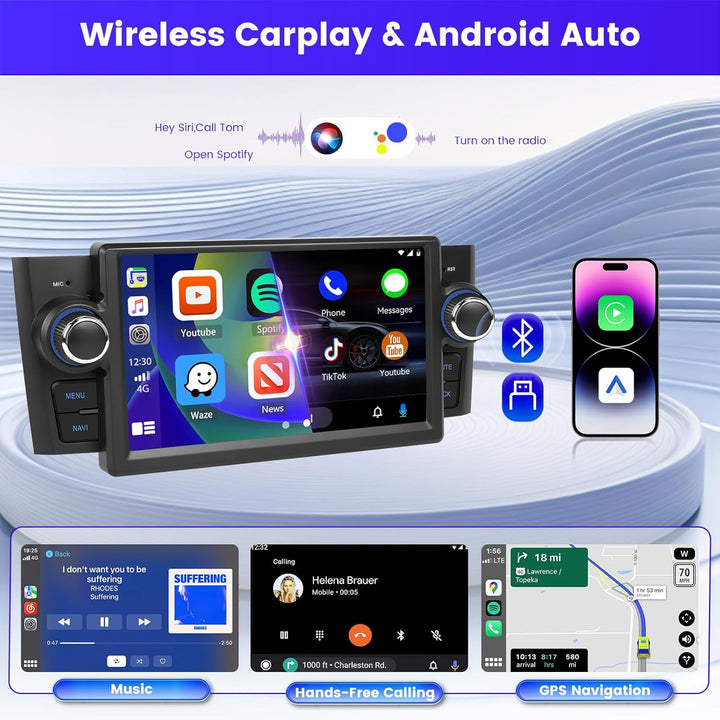 Android 15 Radio für FIAT Punto(05-09)/Linea(07-11) 2+64G mit Wireless CarPlay Android Auto, 7 Zoll