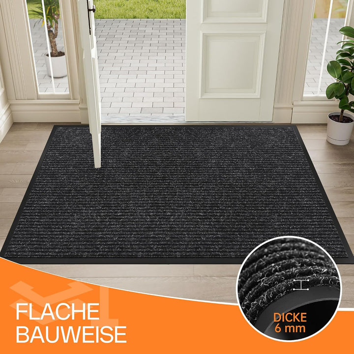 Fussmatte für Haustür innen und aussen | 90 x 120 cm Schmutzfangmatte für Eingangsbereich, super sau