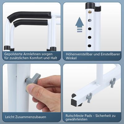 Ikodm Mobile Toiletten Aufstehhilfe Höhenverstellbar Toilettenstützgestell Rutschfest WC Stützgestel