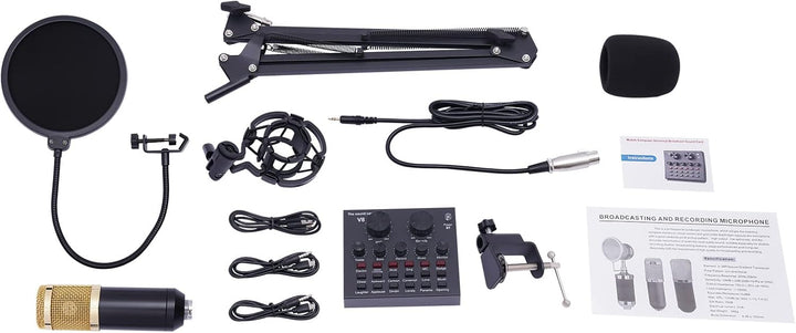 Podcast Mikrofon Set Audio Mixer Set mit Live Soundkarte & Kondensatormikrofon Audiomixer für Live S