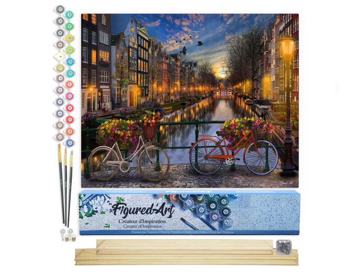 Figured'Art Malen Nach Zahlen Erwachsene Mit Rahmen Kanal Amsterdam - Paint by Numbers Basteln DIY B