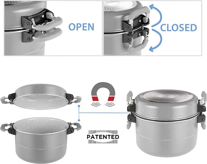 BRUNNER Koch Geschirr Set Fusion 7+1 Magnetic Camping Küche Topf Pfanne Keramik