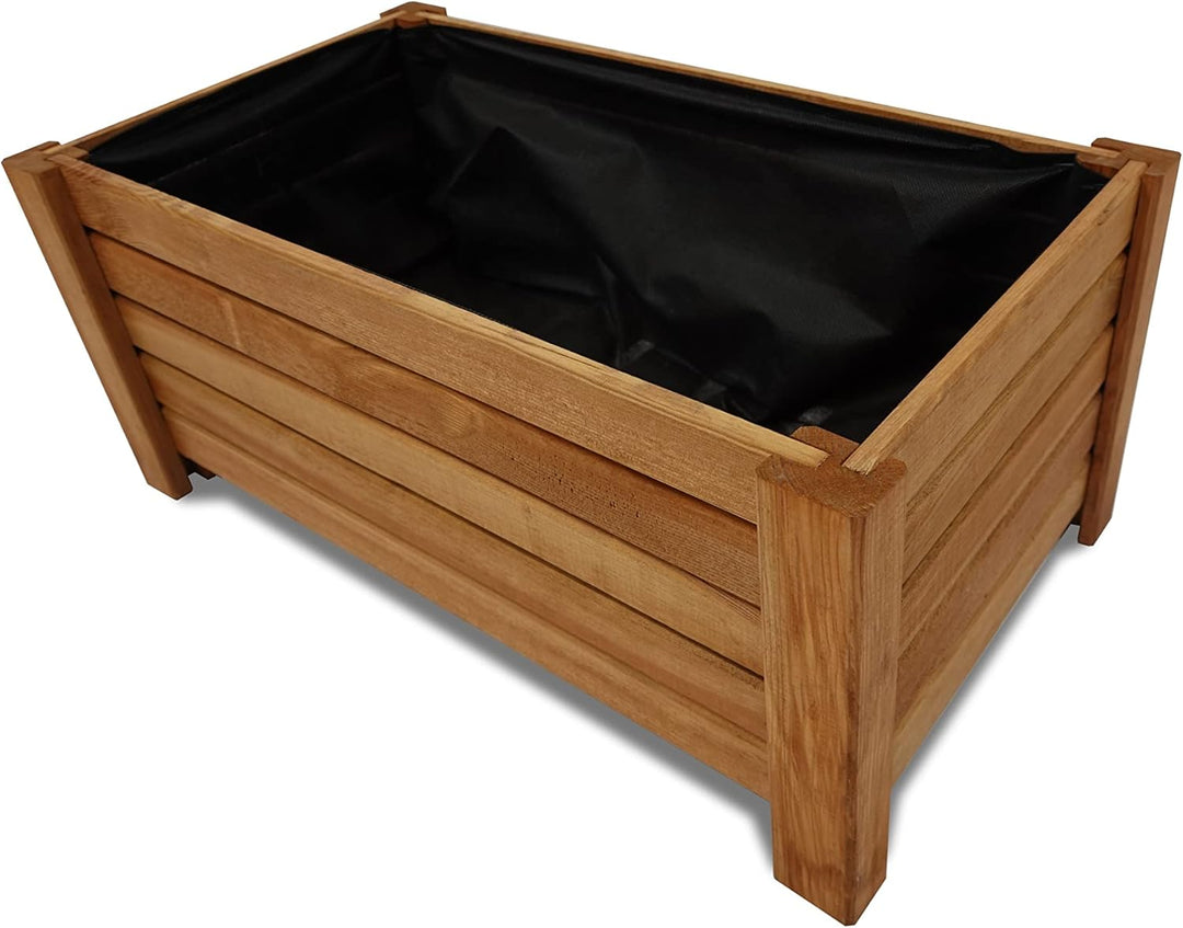 Ogrodzenia Wiklinowe Pflanzkübel Rechteckig 59 x 33 x25 cm - Holz Blumentopf - Hellbraun - Pflanzkas