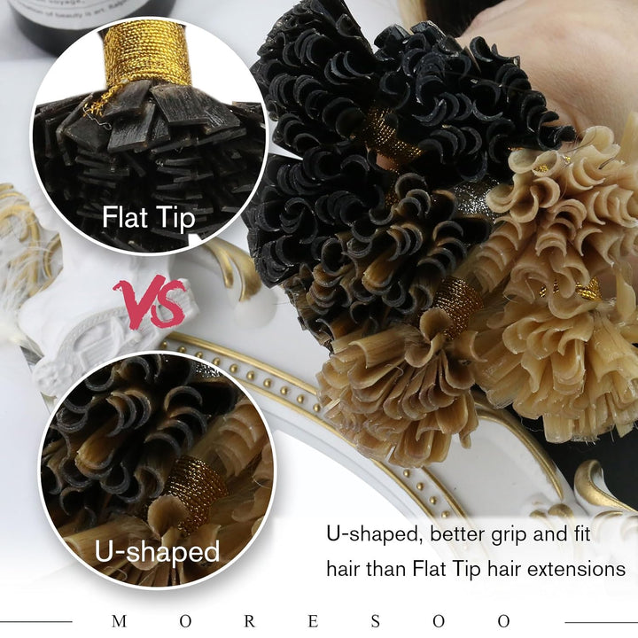 Moresoo Bonding Extensions Echthaar Blond 35cm U Tip Extensions Echthaar Bondings Platinblond Für Tä