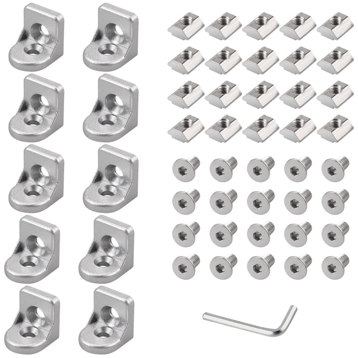10x EYPINS Lenkwinkel Befestigungsmaterial Winkel, Aluprofil 20x20 Nut 6 Winkelverbinder Eckwinkel E
