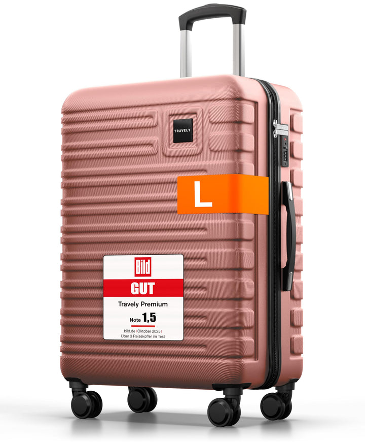 Travely Polycarbonat Koffer Gross 67cm L - 60L Innenvolumen - sehr robuster Hartschalenkoffer mit sa
