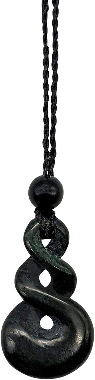 81stgeneration Anhänger Halskette Pikorua Geschnitzte Schwarze Nephrit-Jade für Herren und Damen
