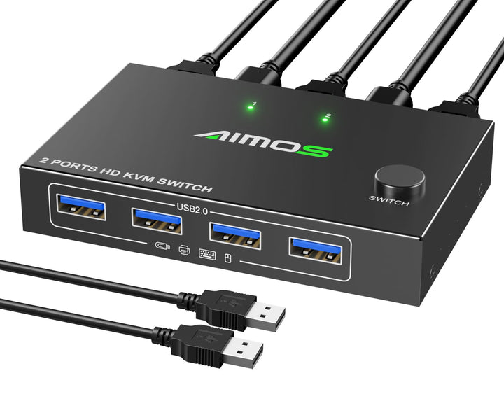 HDMI KVM Switch 1 Monitor 2 PC 4K@60Hz, USB KVM-Switches für 2 Desktop oder Laptop die Teilen einen