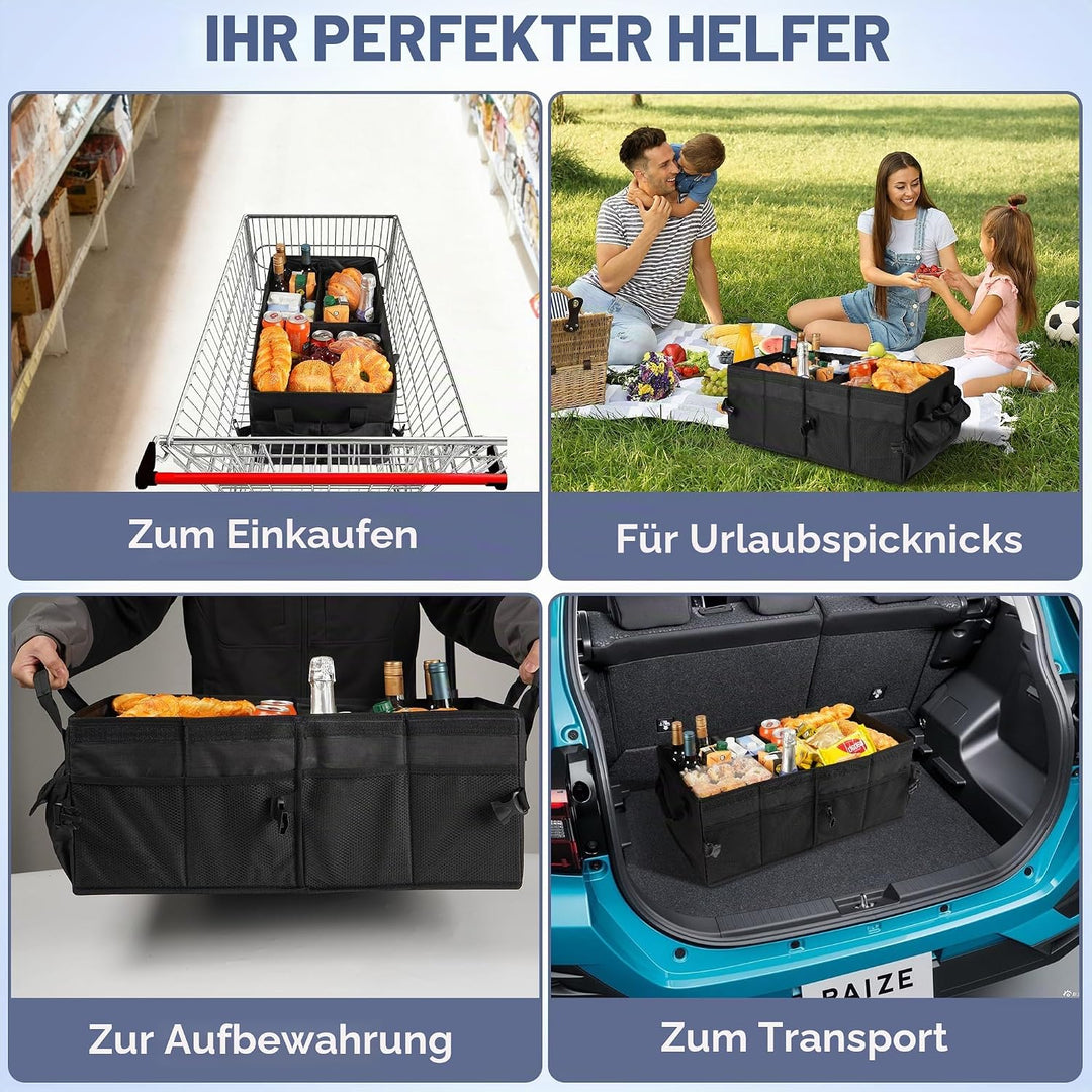 Kofferraum Organizer, faltbare Kofferraumtasche mit Deckel, Auto Kofferraum Organizer mit herausnehm