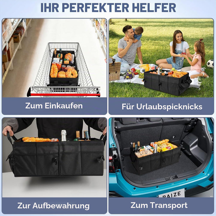 Kofferraum Organizer, faltbare Kofferraumtasche mit Deckel, Auto Kofferraum Organizer mit herausnehm