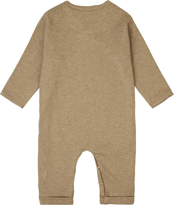 Noppies Unisex Baby U Playsuit Ls Rib Nevis Kleinkind-Strampelanzug 50 Light Green Melange, 50 Light