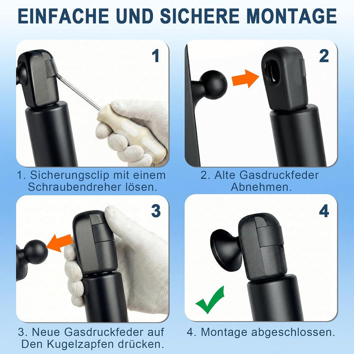 2Pcs Heckklappe Dämpfer Gasdruckfeder kompatibel für VW Polo 6R 6C 1.2L | Schrägheck 2011-2014, für