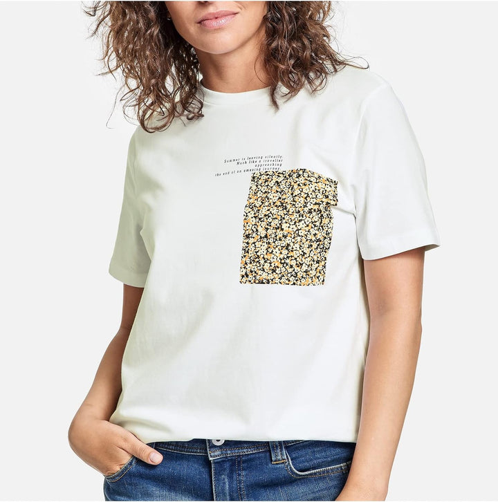 Taifun Damen T-Shirt 38 White Gemustert, 38 White Gemustert