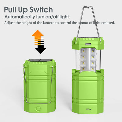 Handkurbel Solar Camping Laterne, Tragbare Ultrahelle LED-Taschenlampe, 30-35 Stunden Laufzeit, USB-