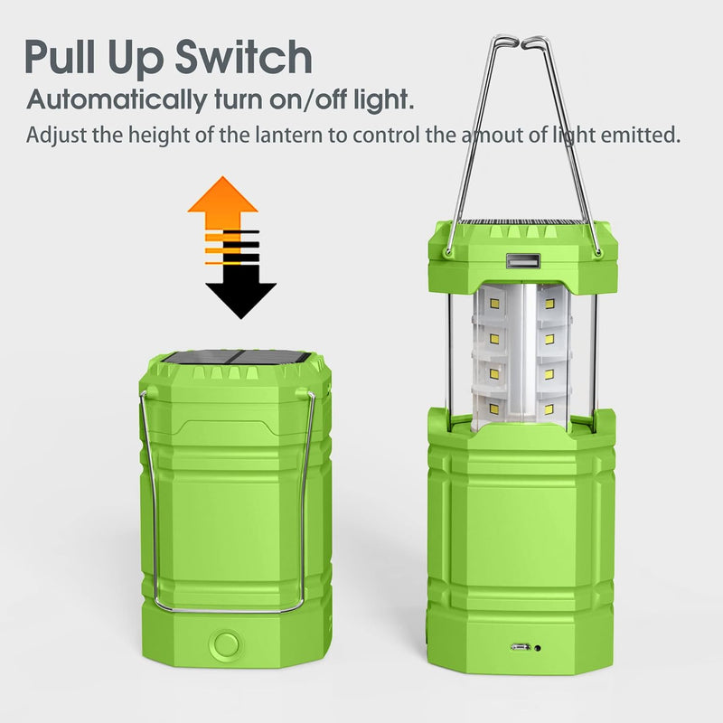 Handkurbel Solar Camping Laterne, Tragbare Ultrahelle LED-Taschenlampe, 30-35 Stunden Laufzeit, USB-