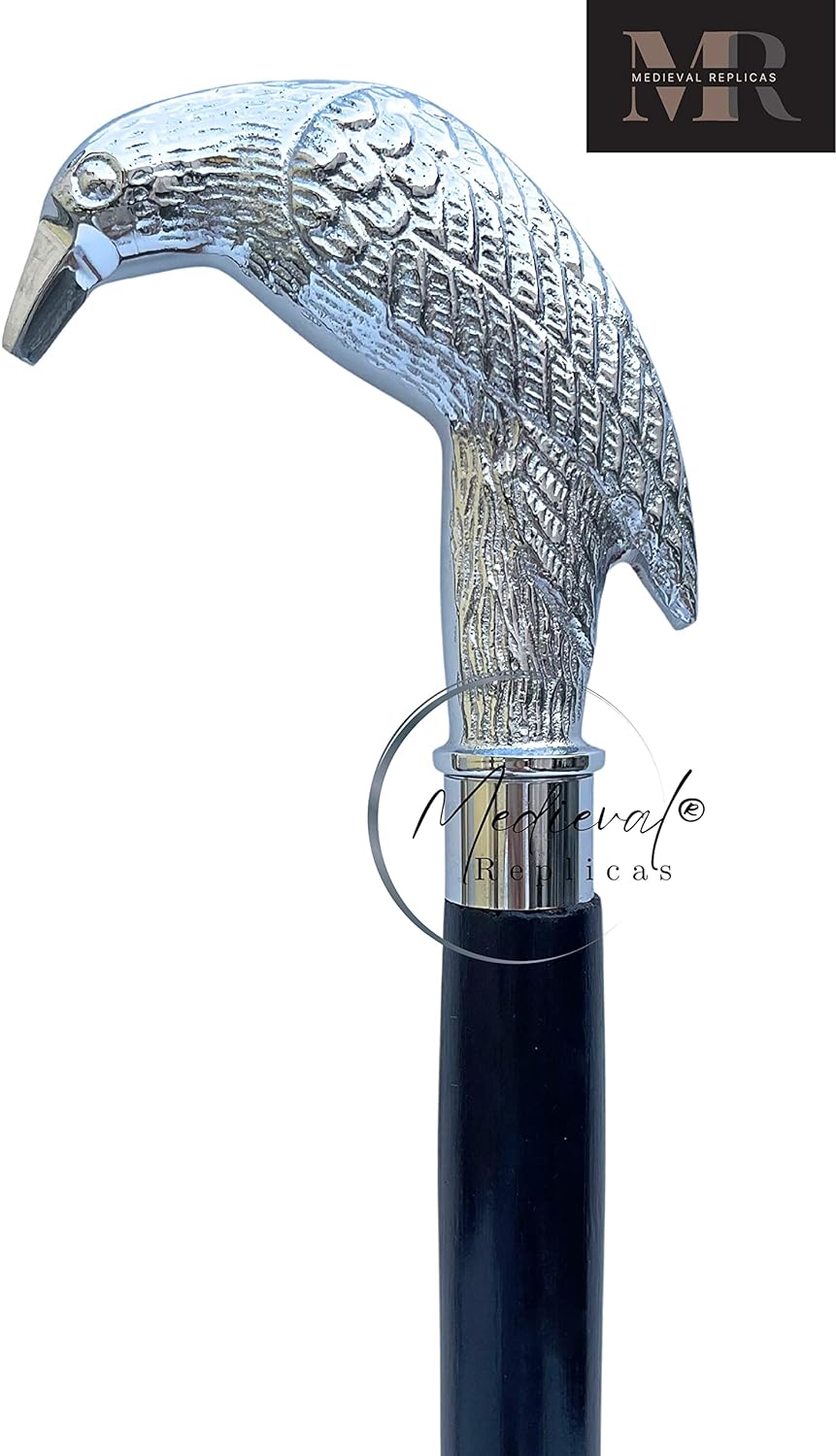 Historical Emporium Herren Gehstock Raven Fashion Einheitsgrösse Silber, Einheitsgrösse Silber