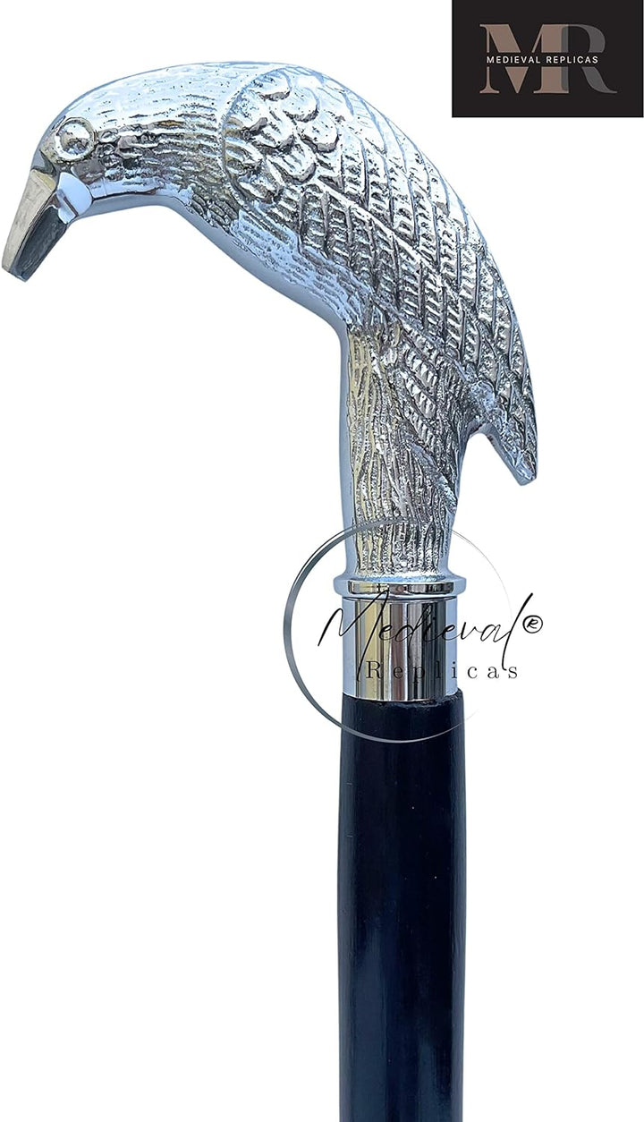Historical Emporium Herren Gehstock Raven Fashion Einheitsgrösse Silber, Einheitsgrösse Silber