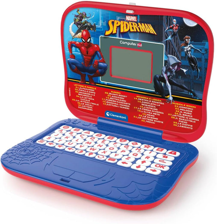 Clementoni - Computer Kid Spiderman Lern-Laptop für Kinder ab 4 Jahren, 30 pädagogische Aktivitäten,