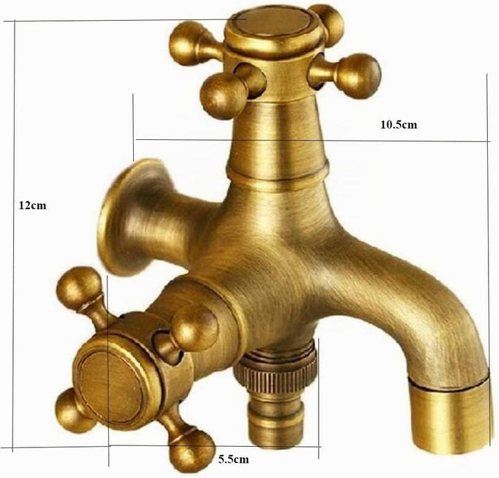 Vintage Wasserhahn,Antik Messing 1/2 Zoll Wandmontage normal Wasserhahn für Badezimmer Küche Toilett