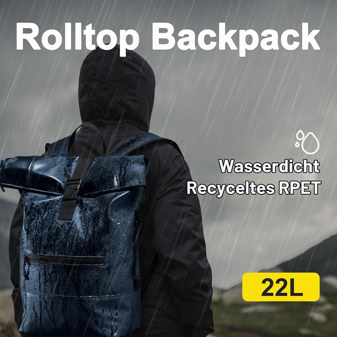 Rolltop Rucksack Herren Damen Wasserdicht Grosse Laptop Rucksack Reiserucksack mit Multifunktionale