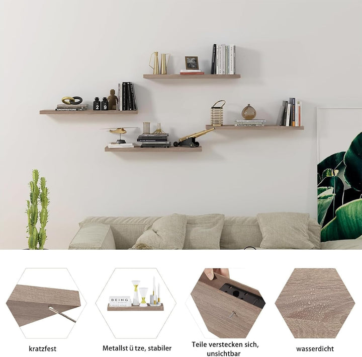 EUGAD Wandregal, Regal Wand 4er Set, Wandboard für Wohnzimmer, Küche, Badezimmer, Bücher/DVD/CD/Bild